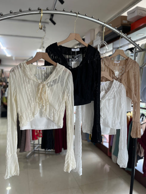 Fancy Lacey Shrug With Tank Tops Sets